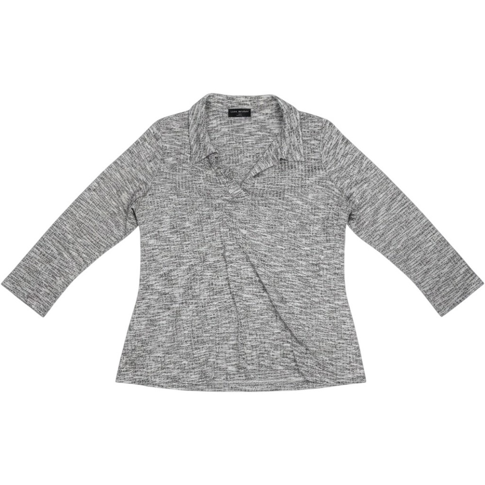 Lane Bryant Knit Top Womens 26/28 Gray Excellent Space Dye Ribbed Long Sleeve